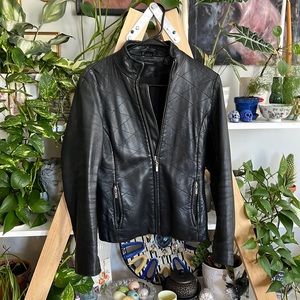 Context Black Leather Jacket Size 4 Silver hardware